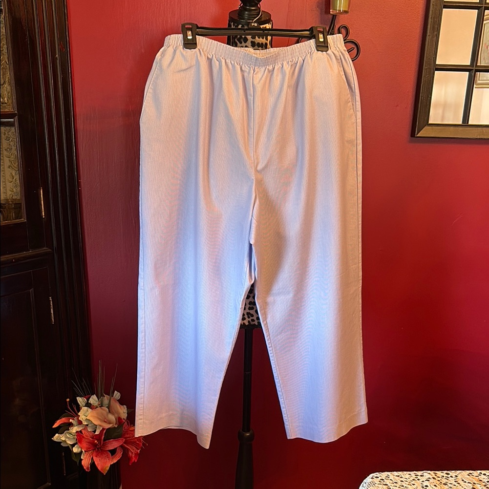 Alfred Dunner Blue And White Wide Leg Pants